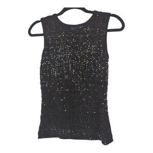 Mossimo Black Sequin Size Small Mesh Tank Top Wide Strap‎ Shell